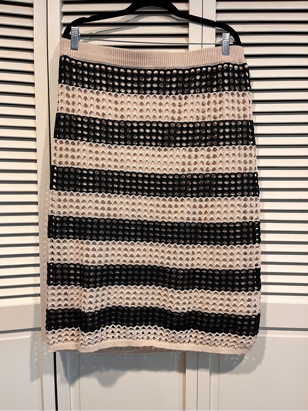 Steve Madden Beige and Black Striped Knit Pencil Skirt - Lined!
